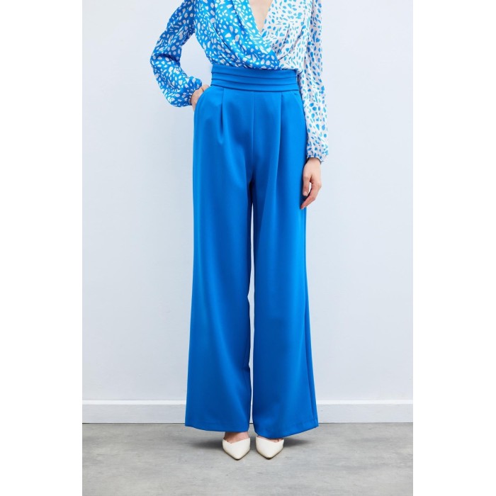 Елегантен панталон с висока талия в индиго синьо